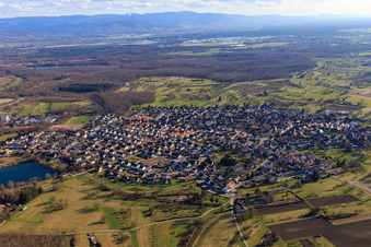 View of the town from the northwest in the district Ottersdorf in Rastatt in the state Baden-Wuerttemberg, Germany