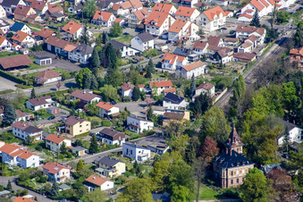 Aerial photograpy of Germersheimer Street, Kandeler Street in Jockgrim in the state Rhineland-Palatinate, Germany