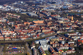 Residence Palace Rastatt beyond the Murg from the south in Rastatt in the state Baden-Wuerttemberg, Germany