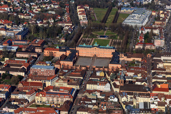 Aerial view of Residence Palace Rastatt from the southwest in Rastatt in the state Baden-Wuerttemberg, Germany