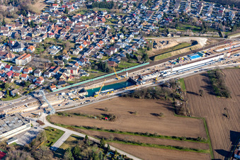 Construtcion work on a rail tunnel track in the route network of the Deutsche Bahn in Rastatt in the state Baden-Wurttemberg, Germany