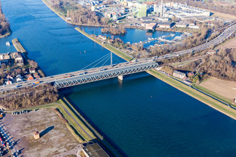 Rhine bridges in the district Maximiliansau in Wörth am Rhein in the state Rhineland-Palatinate, Germany