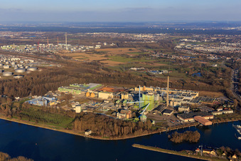 Maxauer Papierfabrik GmbH from southwest in the district Knielingen in Karlsruhe in the state Baden-Wuerttemberg, Germany
