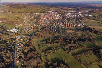 Aerial view of Wissembourg in the state Bas-Rhin, France