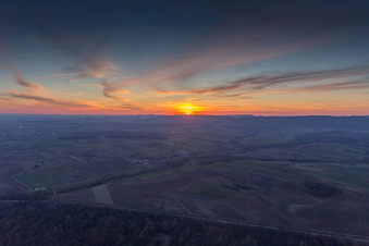 Sunset over the Northern Vosges in Seebach in the state Bas-Rhin, France