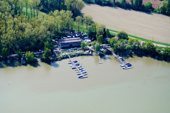 Aerial view of Sailing Club RKC Wörth eV in the district Maximiliansau in Wörth am Rhein in the state Rhineland-Palatinate, Germany