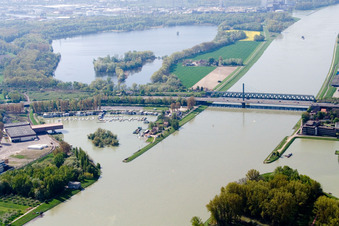 Maxau, Rhine Bridge and Marina in the district Knielingen in Karlsruhe in the state Baden-Wuerttemberg, Germany
