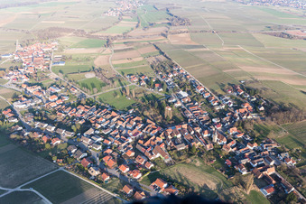 District Kapellen in Kapellen-Drusweiler in the state Rhineland-Palatinate, Germany from the plane
