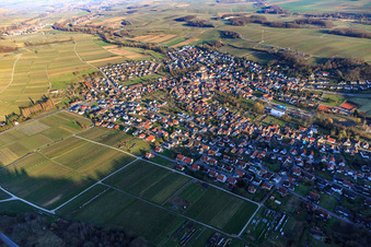 View of the town in winter from the west in Klingenmünster in the state Rhineland-Palatinate, Germany