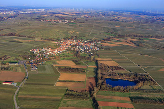Village view from the west in Göcklingen in the state Rhineland-Palatinate, Germany