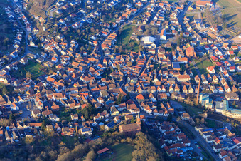 View of the town from the south in Albersweiler in the state Rhineland-Palatinate, Germany