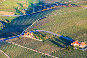 Two houses outside the town on Trifelsstr in Frankweiler in the state Rhineland-Palatinate, Germany