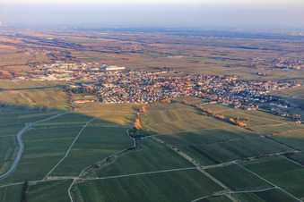 Aerial view of City view in winter from the west in Edenkoben in the state Rhineland-Palatinate, Germany
