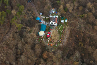 Aerial view of Zeter Berghaus in winter in the district Diedesfeld in Neustadt an der Weinstraße in the state Rhineland-Palatinate, Germany