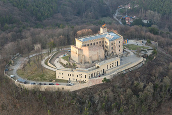 Aerial view of Oberhambach, Hambach Castle in the district Diedesfeld in Neustadt an der Weinstraße in the state Rhineland-Palatinate, Germany