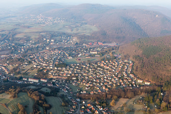 Bird's eye view of Niederbronn-les-Bains in the state Bas-Rhin, France