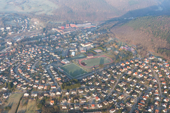 Drone image of Niederbronn-les-Bains in the state Bas-Rhin, France