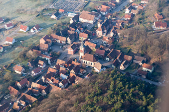 Aerial view of Offwiller in the state Bas-Rhin, France