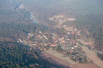 Aerial view of Sparsbach in the state Bas-Rhin, France