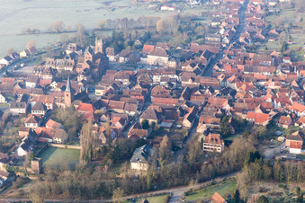 Aerial view of Neuwiller-lès-Saverne in the state Bas-Rhin, France