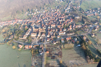 Neuwiller-lès-Saverne in the state Bas-Rhin, France seen from above