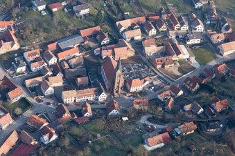 Ettendorf in the state Bas-Rhin, France seen from a drone