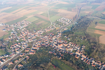 Aerial view of Ettendorf in the state Bas-Rhin, France