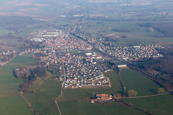 Mertzwiller in the state Bas-Rhin, France from the drone perspective