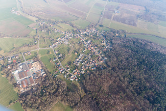 Biblisheim in the state Bas-Rhin, France from above