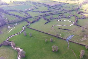 Bird's eye view of Épinac in the state Saone et Loire, France