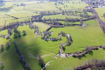 Meanders of the river La Drée in Sully in the state Saone et Loire, France
