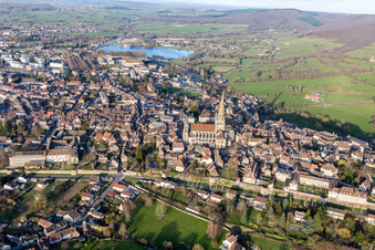 Aerial view of (Burgundy) in Autun in the state Saone et Loire, France
