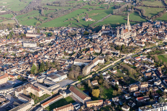 (Burgundy) in Autun in the state Saone et Loire, France viewn from the air