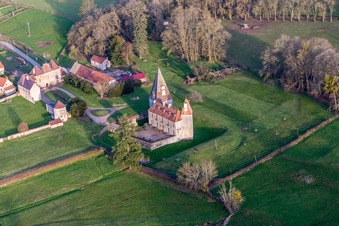 Aerial view of Château de Morlet in Burgundy in Morlet in the state Saone et Loire, France