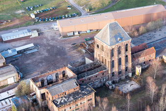 Former steelworks (Burgundy) in Épinac in the state Saone et Loire, France from the plane