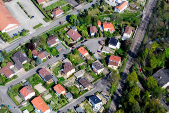 Aerial view of Germersheimer Street in Jockgrim in the state Rhineland-Palatinate, Germany