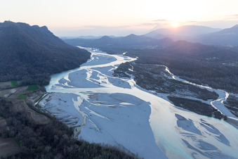 Aerial view of Cimano in the state Friuli Venezia Giulia, Italy