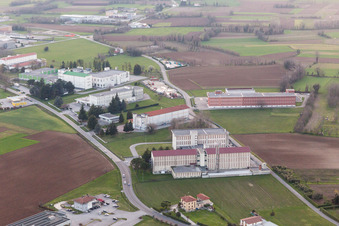 Drone recording of San Daniele del Friuli in the state Udine, Italy