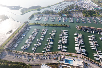 Oblique view of Aprilia Marittima in the state Friuli Venezia Giulia, Italy