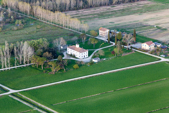 Aerial view of Palazzolo dello Stella in the state Friuli Venezia Giulia, Italy