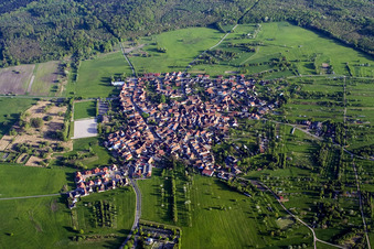 Village view in the district Buechelberg in Woerth am Rhein in the state Rhineland-Palatinate from above