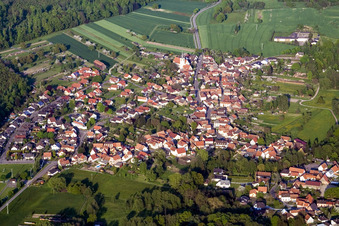 Bird's eye view of Scheibenhard in the state Bas-Rhin, France