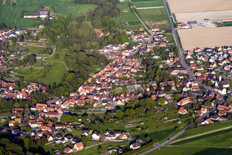 Scheibenhard in the state Bas-Rhin, France viewn from the air