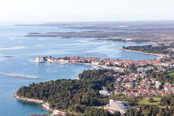 Aerial view of Plava Laguna in the state Gespanschaft Istrien, Croatia