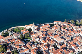 Aerial view of Poreč in the state Gespanschaft Istrien, Croatia
