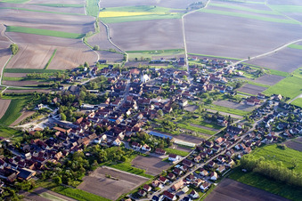 Niederlauterbach in the state Bas-Rhin, France from a drone