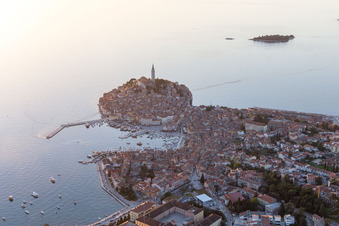 Drone recording of Rovinj in the state Gespanschaft Istrien, Croatia