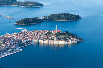 Aerial photograpy of Rovinj in the state Gespanschaft Istrien, Croatia