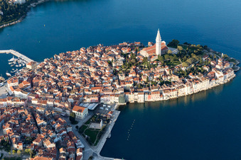 Drone recording of Rovinj in the state Gespanschaft Istrien, Croatia