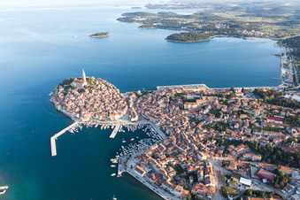 Oblique view of Rovinj in the state Gespanschaft Istrien, Croatia